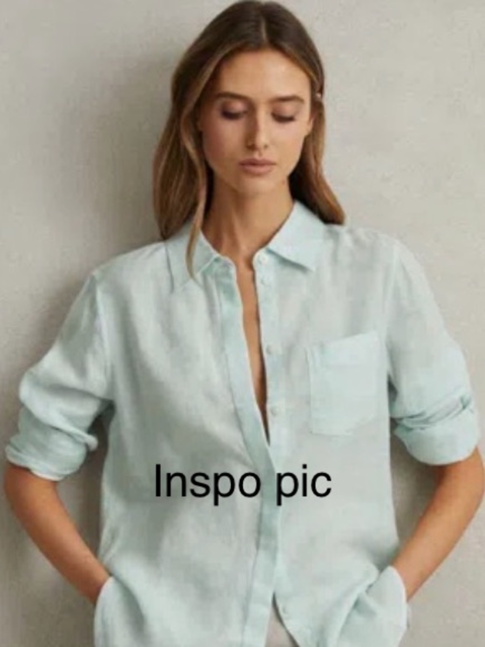 100% Linen Liz Claiborne Mint Green Button-Down Shirt